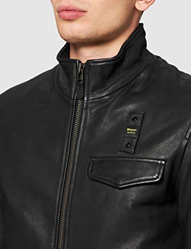 Blauer Pelle Capo Spalla Imbottito Chaqueta de Cuero, 999 Nero, XXL para Hombre