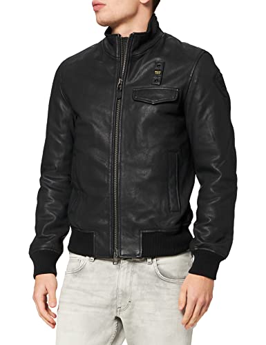 Blauer Pelle Capo Spalla Imbottito Chaqueta de Cuero, 999 Nero, XXL para Hombre