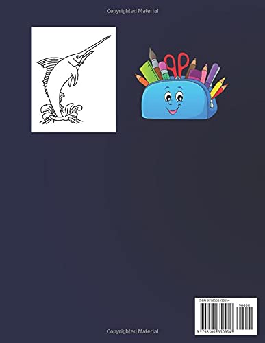 Blue Marlin Coloring Book For Kids: An amazing kids coloring book with fun & creativity for preschoolers | Cute Blue Marlin Fish Coloring Book For Toddlers and Kids Ages 4-8