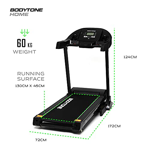 Bodytone - Cinta de Correr | Maquina de Correr con 12 programas y 15 Posiciones Distintas | Cinta de Andar con Velocidad Ajustable y Pantalla LCD hasta 16km/h | DT16