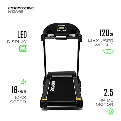 Bodytone - Cinta de Correr | Maquina de Correr con 12 programas y 15 Posiciones Distintas | Cinta de Andar con Velocidad Ajustable y Pantalla LCD hasta 16km/h | DT16