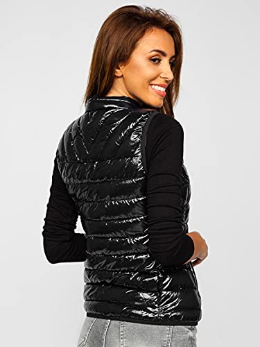 BOLF Mujer Chaleco acolchado Cierre de cremallera Chaleco sin Manga Plumas Cazadora Ropa de Abrigo Entrenamiento Fitness Outdoor Deporte Ocio Estilo Deportivo R0107A Negro S [U1U]