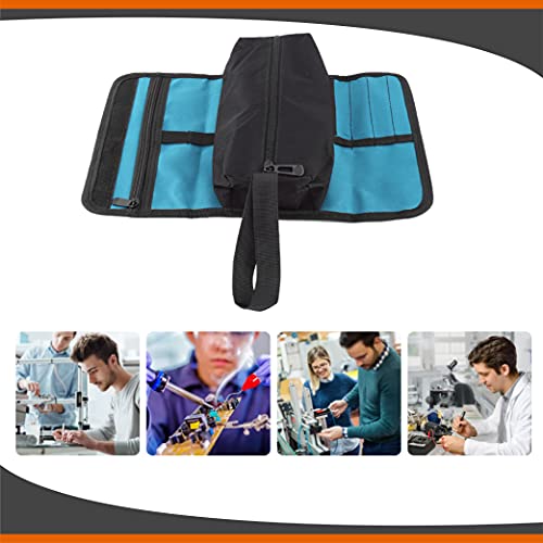 Bolsa enrollable, bolsa de herramientas de electricista, bolsa de herramientas plegable Bolsa de herramientas de almacenamiento con asa de cremallera colgante Bolsas de mantenimiento eléctrico