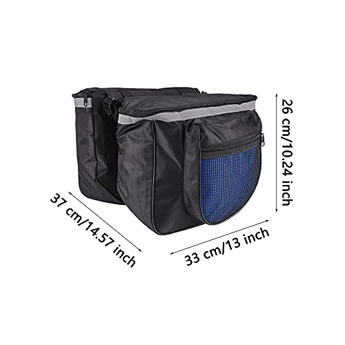 Bolsa para Bicicleta, Alforjas para Bicicleta, Bolsas Traseras para Bicicleta, Doble Bolsa para Portaequipajes, con Tiras Reflectantes, para Asiento Trasero de Bicicleta (Color Aleatorio)