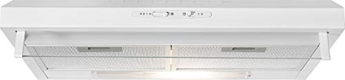 Bomann DU622 - Campana extractora 60 cm, recirculación de aire o por conducto, 3 niveles potencia, filtros extraibles de aluminio lavables, blanca