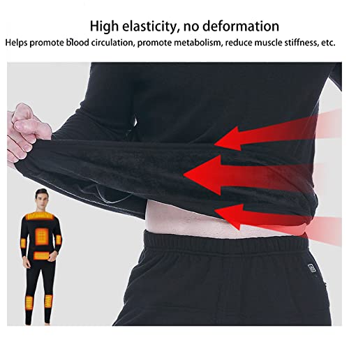 borfieon Conjunto de Ropa Interior Térmica Calefactables App Control Inteligente Ropa Interior Térmica a Pilas,Ropa Interior Calefactable para Hombres,Black,XXL