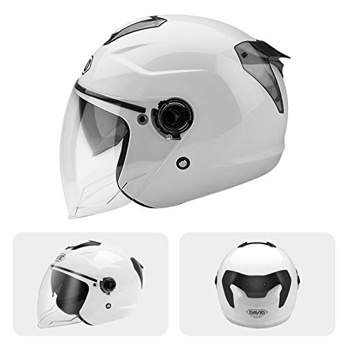 BOSEMAN Casco de Motocicleta con Visera, Adecuado para ciclomotores, Scooters, cruceros, Pase la Prueba de colisión para Cumplir con la Seguridad Vial（Blanco）