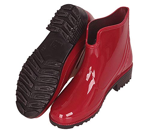 Botas de lluvia antideslizantes para mujer, katiuskas, botines, color Rojo, talla 37 EU