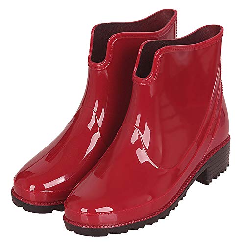 Botas de lluvia antideslizantes para mujer, katiuskas, botines, color Rojo, talla 37 EU