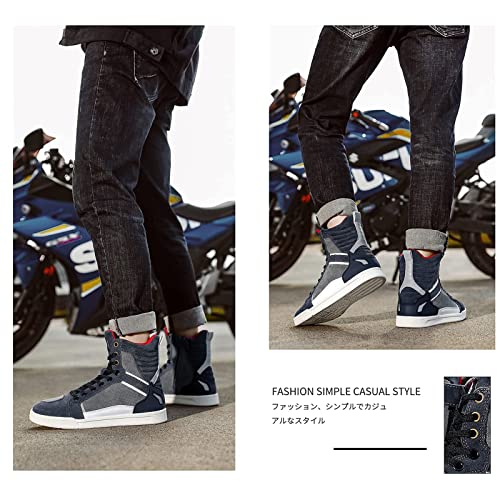 Botas Moto de Cuero Hombre Zapatos Moto Protectoras de Motocross Road Street Motocicleta Casual Zapatillas Transpirables Suela Antideslizante