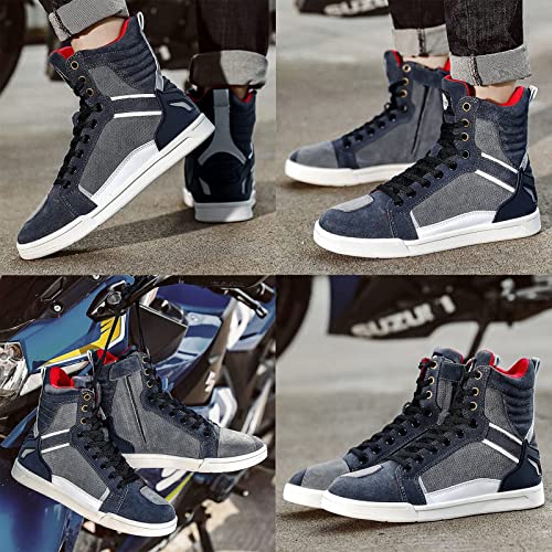 Botas Moto de Cuero Hombre Zapatos Moto Protectoras de Motocross Road Street Motocicleta Casual Zapatillas Transpirables Suela Antideslizante