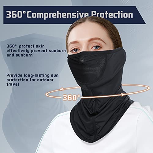 Braga Cuello, Multifuncional Polaina Cuello Bandana, Calentador de Cuello Mascarilla, Tubo Turbante Elastica Sol UV Protección para Deporte Esquí Ciclismo Correr Senderismo Caza (Negro)