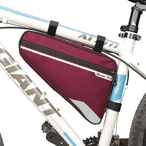 Brave boy Bolsa para cuadro de bicicleta, triangular, impermeable, reflectante, 1,5 l, gran capacidad, color rojo