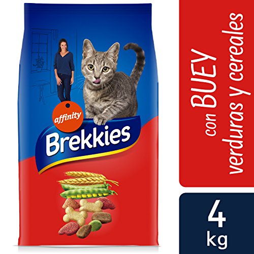 Brekkies Pienso para Gatos con Buey, Cereales y Verdura, 4 kg