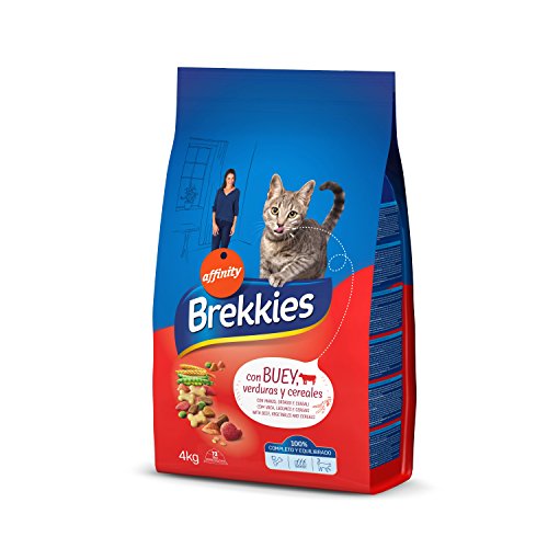 Brekkies Pienso para Gatos con Buey, Cereales y Verdura, 4 kg