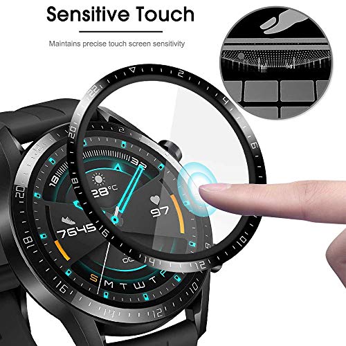 Brifu Película protectora de vidrio templado compatible con Huawei Watch GT2 46mm Sport, [a prueba de rayones], [sin burbujas], [fácil aplicación], [dureza 9H], [cobertura total] 【4 piezas】