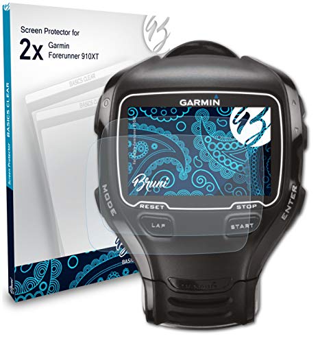 Bruni Película Protectora para Garmin Forerunner 910XT Protector Película, Claro Lámina Protectora (2X)