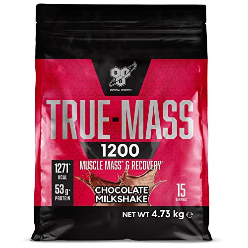 BSN True Mass 1200, Proteínas de la Leche y Carbohidratos para Aumentar Masa Muscular, Batido de Chocolate, 15 Porciones, 4.8 kg