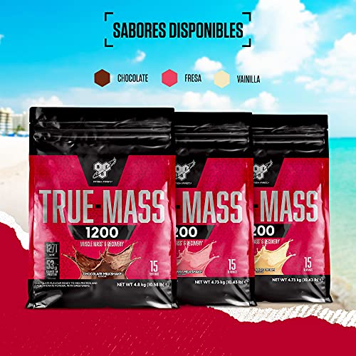 BSN True Mass 1200, Proteínas de la Leche y Carbohidratos para Aumentar Masa Muscular, Batido de Chocolate, 15 Porciones, 4.8 kg