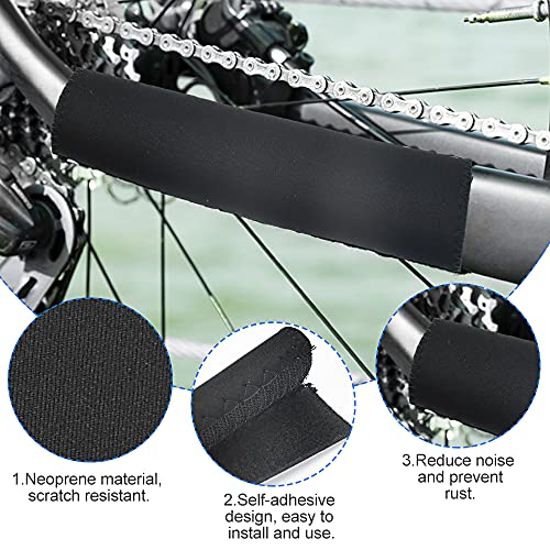 BUENTYA 4 PCS Protectores de Marco de Bicicleta de Neopreno Protector de Cadena Duradero de Engranajes Negro para Bicicleta para Proteger la Cadena y el Marco de la Bicicleta