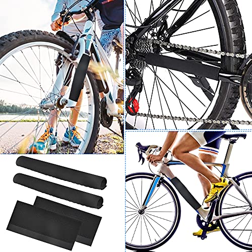 BUENTYA 4 PCS Protectores de Marco de Bicicleta de Neopreno Protector de Cadena Duradero de Engranajes Negro para Bicicleta para Proteger la Cadena y el Marco de la Bicicleta