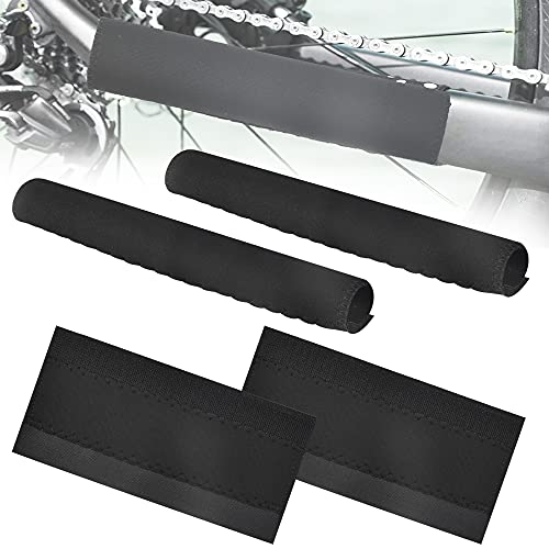 BUENTYA 4 PCS Protectores de Marco de Bicicleta de Neopreno Protector de Cadena Duradero de Engranajes Negro para Bicicleta para Proteger la Cadena y el Marco de la Bicicleta