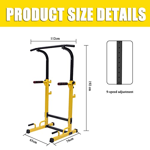 Bueuwe Power Tower Pull Up Dip Station Torre Gimnasio Multifuncional Bar EstacióN De InmersióN Equipo De Fitness Entrenamiento De Fuerza,Amarillo