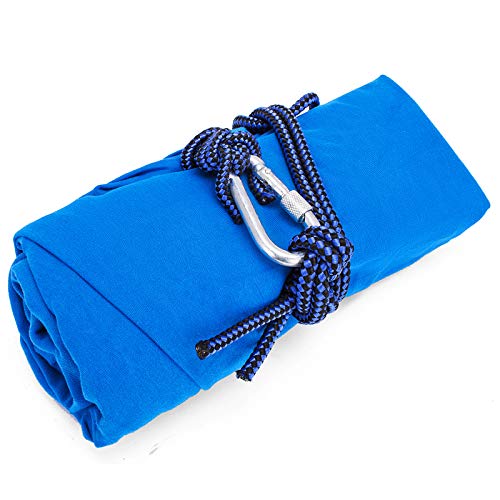 BuoQua Silla de Columpio para Colgar con Asiento Ajustable y Antena para Yoga, Hamaca sensorial para niños o Adultos, Cuerda de árbol y Terapia de Autismo(Azul)