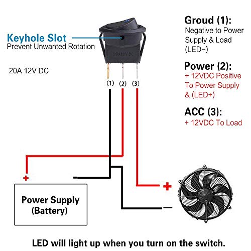 BUYGOO Interruptores para Coche 10pcs LED Interruptor Coche Rocker Interruptor 12 V 20 A On/Off Auto Boton Interruptor Rocker Switch