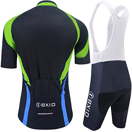 BXIO Ropa de Ciclismo para Hombres Mangas Cortas Jerseys de Bicicleta Pantalones Cortos Transpirables de Gel 5D 201 (Black(201,Bib Shorts), S)