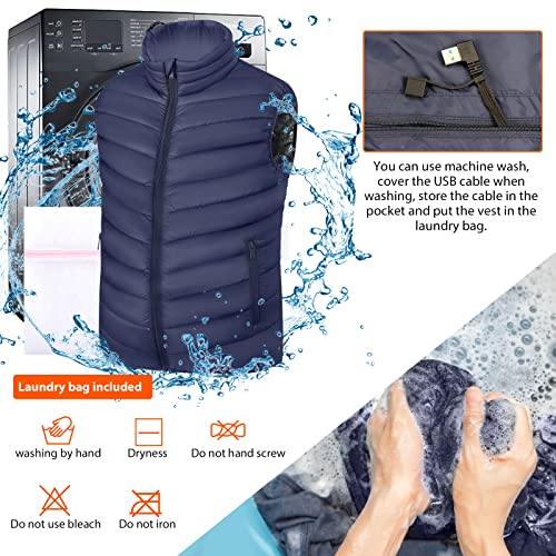 C100AE Chaleco Calefactable, USB Chaleco Electrico para Hombres Mujeres, Chaleco Termico Ligero, Chaqueta Invierno Lavable,Chaleco Cálido Calentado de Invierno Caza Camping Senderismo Esquí Pesca (L)