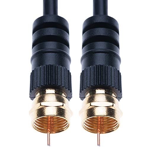 Cable aéreo coaxial con Conector Macho F-F par Satélite Freesat ONO Euskaltel Telecable R TV HDTV DVB DVD Radio/Coaxial Ariel Freeview Cable de Antena de Televisión de Banda Ancha – 3 m Negro