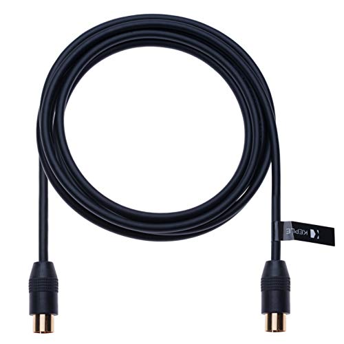 Cable Coaxial RF Cable Aéreo de TV 2m Coaxial Coax Enchufe Masculino a Femenino Toma de Antena Extensión Compatible con ONO Euskaltel R Telecable, DVD, VCR | Conector M-F Dorado | Negro