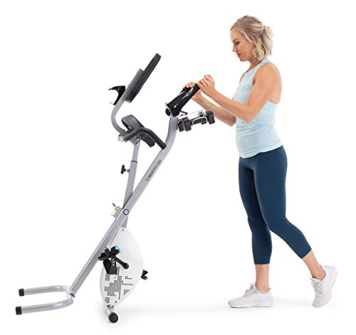 Cadence E-Smartfit 250 - Bicicleta estática plegable unisex, incluye 1 año de iFIT, color blanco y plateado