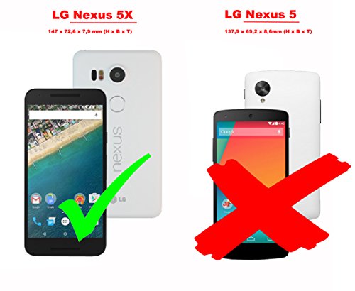 Cadorabo Funda Libro para LG Nexus 5X en Negro Antracita - Cubierta Proteccíon con Cierre Magnético, Tarjetero y Función de Suporte - Etui Case Cover Carcasa