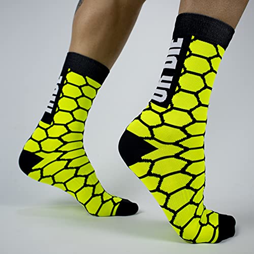 Calcetines compresivos de Ciclismo con Refuerzo en prepuntera. Edición Limitada. (Ride OR Die Amarillo, 46-48)