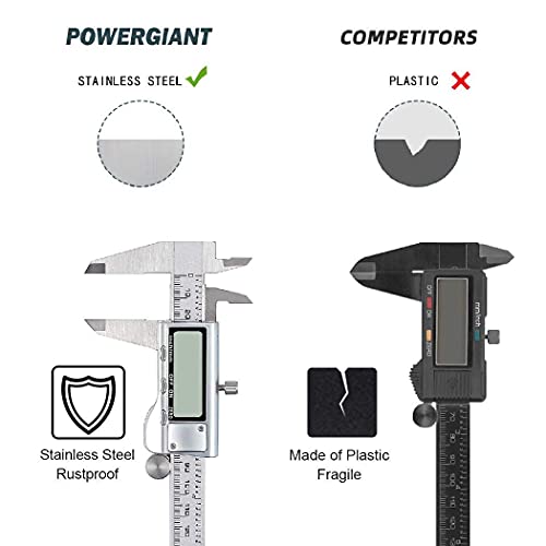 Calibre Digital, Electrónico Calibrador Digital, 0-150mm/6Pulgadas Acero Inoxitable Calibres Digitales, Calibrador Vernier con Pantalla LED, Calibre Vernier