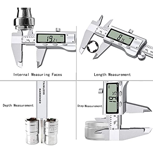 Calibre Digital, Electrónico Calibrador Digital, 0-150mm/6Pulgadas Acero Inoxitable Calibres Digitales, Calibrador Vernier con Pantalla LED, Calibre Vernier