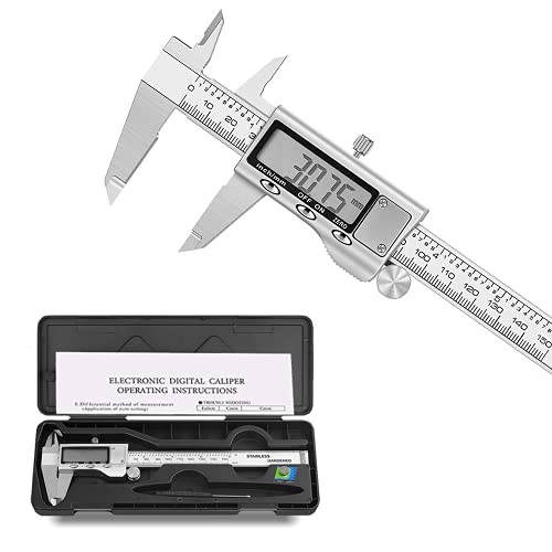 Calibre Digital, Electrónico Calibrador Digital, 0-150mm/6Pulgadas Acero Inoxitable Calibres Digitales, Calibrador Vernier con Pantalla LED, Calibre Vernier