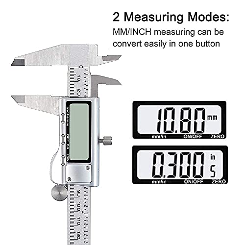 Calibre Digital, Electrónico Calibrador Digital, 0-150mm/6Pulgadas Acero Inoxitable Calibres Digitales, Calibrador Vernier con Pantalla LED, Calibre Vernier