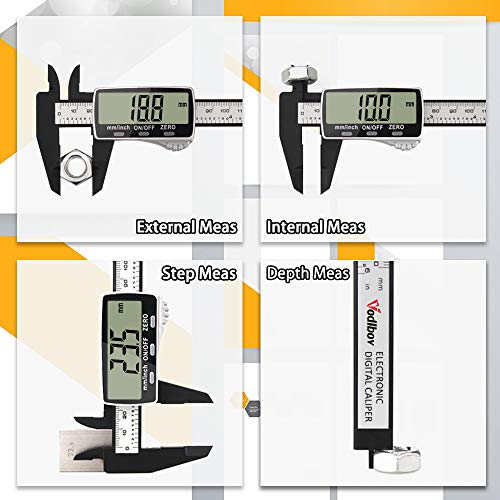 Calibre Digital,Vodlbov 150mm Pie de Rey Digital Calibrador Digital Profesional Electrónico Vernier Caliper,Gran pantalla LCD,Alta Precisión Micrómetro,Medida de Diámetro Interior,Exterior,Profundidad