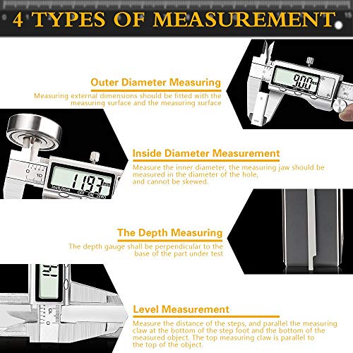 Calibres Digitales - JUNING Pie de Rey Digital electrónica de acero inoxidable de 150 mm, medición precisa y rápida, lectura fácil