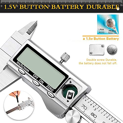 Calibres Digitales - JUNING Pie de Rey Digital electrónica de acero inoxidable de 150 mm, medición precisa y rápida, lectura fácil