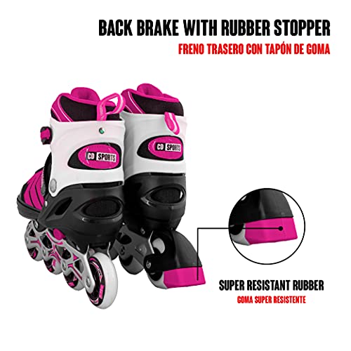 Calma Dragon Patines en Linea, Tamaño Ajustables, Profesionales para Adultos y Niños, Protección incluida de Regalo, 4 Ruedas, Skates, ABEC-7,Forro Interior, Rollers para Mujer y Hombre (Rosa, M)