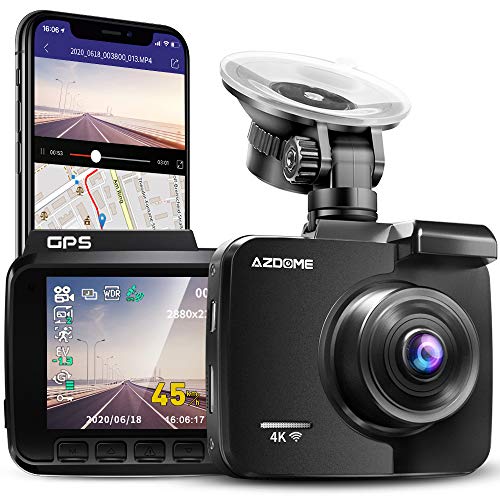 Cámara de Coche 4K 2160P con WIFI y GPS Dashcam Grabadora Ultra HD Dash Cam de Gran Ángulo 170° con G-sensor,Modo de Estacionamiento,Detección de Movimiento,Grabación de Bucle,Súper Visión Nocturna