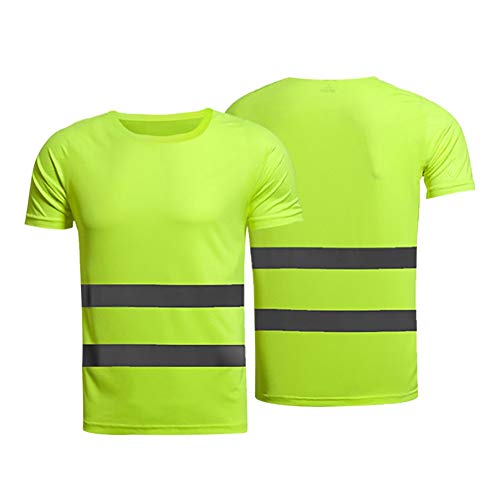 Camisa de Seguridad de Manga Corta de Alta Visibilidad de enfriamiento de Secado rápido Camiseta Reflectante de Trabajo para Hombres