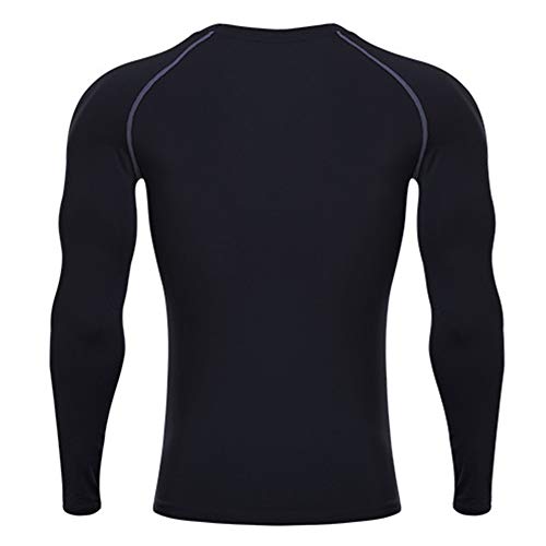 Camiseta De Compresiòn Camiseta Térmica Interior Hombre Manga Larga para Running Fitness Entrenamiento Negro L