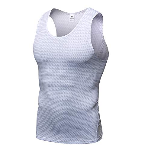 Camiseta De Compresión Sin Mangas para Hombre Baselayer Secado Rápido Tirantes Tops Blanco L