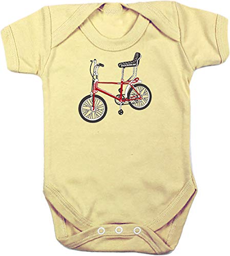 Camisetas EGB Body Bebé Bicicross ochenteras 80´s Retro (Amarillo, 3 Meses)