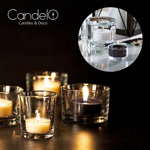 Candelo - Juego de 18 velas aromáticas de ambiente (aroma de rosa negra, velas de té negras, en funda de plástico, 3,8 x 1,7 cm, 4 horas de combustión)